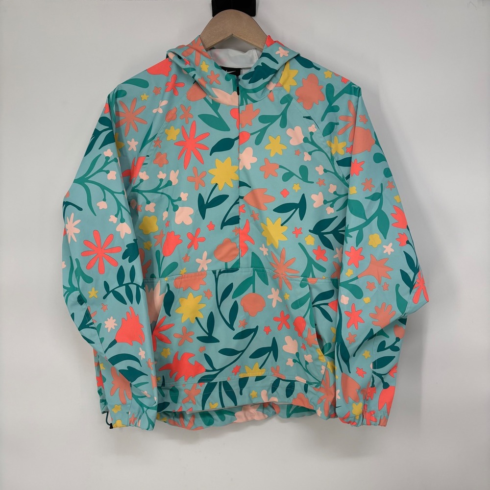 Nike Womens Repel Floral Anorak Windbreaker‎ Golf Jacket L Loose Fit Packable